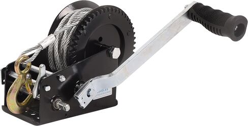 Hand Winch Boat Trailer Winch 2500 رطل خطاف ثقيل مع حزام سوداء من البوليستر الأسود 23 قدمًا ، وينش في اتجاهين محمولين للورق المقطورات ATV UTV Boat Marine in Kuwait