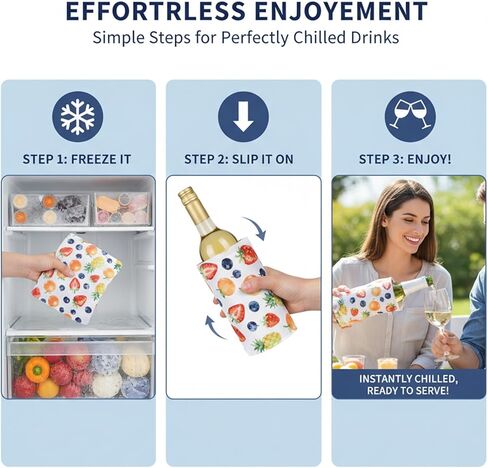 Active Wine Cooler, Freezer Sleeve, Quick Cooling, Keeps Drink Cold, 2 Packs in Kuwait