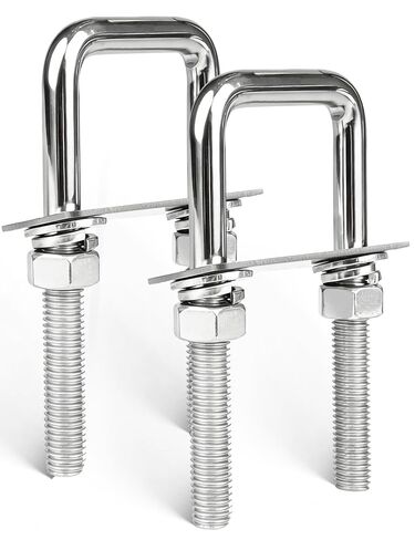 مجموعة من 2 براغي مربعة على شكل حرف U مقاس 4-1/2 بوصة طول × 2-1/16 بوصة عرض × M12 خيط مع لوحات إطار وصواميل وغسالات من الفولاذ المقاوم للصدأ على شكل حرف U لمقطورة السيارات وقارب التزلج والأنبوب والمراكب الشراعية in Saudi Arabia