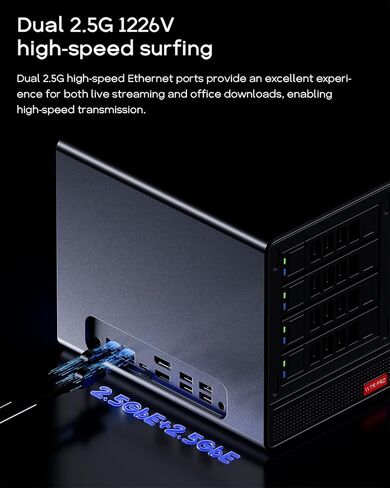 R1 Intel N100 MINI PC 4C/4T ، دعم 40T （2 * 20T 2 Bay Storage） ， NO RAM NO SSD 3-IN-1 MINI COMPUTERS WIFI 6 DUAL 2.5G LAN in Kuwait