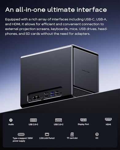 R1 Intel N100 MINI PC 4C/4T ، دعم 40T （2 * 20T 2 Bay Storage） ， NO RAM NO SSD 3-IN-1 MINI COMPUTERS WIFI 6 DUAL 2.5G LAN in Kuwait