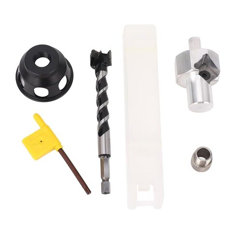 Marhynchus Dog Hole Chamfer Reamer Tool Dog Hole Shaping Trimmer Dog Hole Tool Set with Aluminum Alloy 19mm Drill Bit Chamfer Tool Vertical Drill Locator for Woodworking Workbench in Saudi Arabia