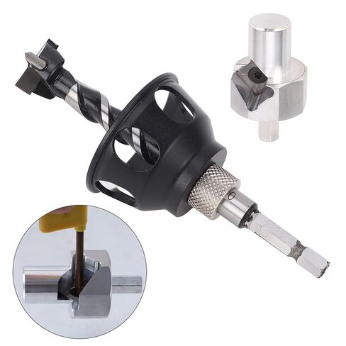 Marhynchus Dog Hole Chamfer Reamer Tool Dog Hole Shaping Trimmer Dog Hole Tool Set with Aluminum Alloy 19mm Drill Bit Chamfer Tool Vertical Drill Locator for Woodworking Workbench in Saudi Arabia