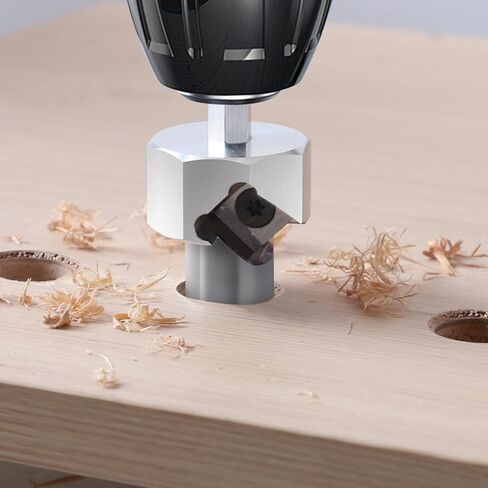 Marhynchus Dog Hole Chamfer Reamer Tool Dog Hole Shaping Trimmer Dog Hole Tool Set with Aluminum Alloy 19mm Drill Bit Chamfer Tool Vertical Drill Locator for Woodworking Workbench in Saudi Arabia