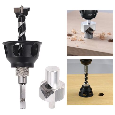 Marhynchus Dog Hole Chamfer Reamer Tool Dog Hole Shaping Trimmer Dog Hole Tool Set with Aluminum Alloy 19mm Drill Bit Chamfer Tool Vertical Drill Locator for Woodworking Workbench in Saudi Arabia