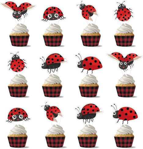 24pcs حشرات الربيع الصيفية Cupcake Topcake Bee Bugs Snails Ladybug Cupcake Bug Party Formor in Kuwait