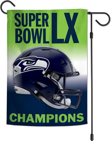 علم الحديقة WinCraft Seattle Seahawks Super Bowl LX Champions مزدوج الجوانب مقاس 12 بوصة × 18 بوصة in Saudi Arabia