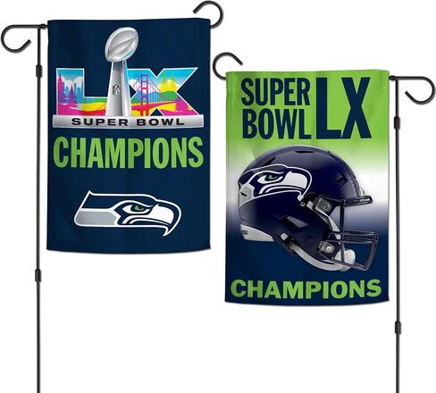 علم الحديقة WinCraft Seattle Seahawks Super Bowl LX Champions مزدوج الجوانب مقاس 12 بوصة × 18 بوصة in Saudi Arabia