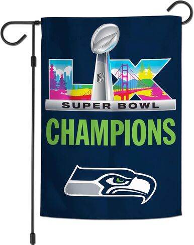 علم الحديقة WinCraft Seattle Seahawks Super Bowl LX Champions مزدوج الجوانب مقاس 12 بوصة × 18 بوصة in Saudi Arabia