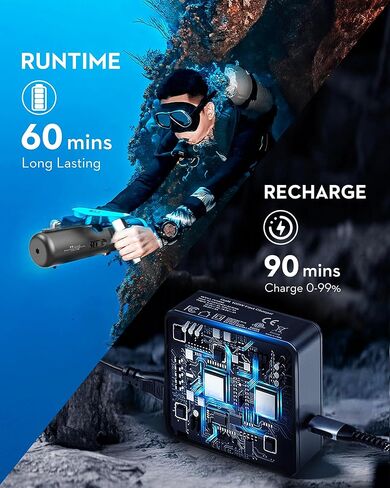 EDGE K5 Underwater Scooter Detachable Modular Gear,3 MODE,Max Speed 2m/s,164ft Depth Rating,Fast recharged Sea Scooter,Adult/Kids with Camera Mount,for Pool, Scuba diving,Snorkeling and Sea Adventures in Saudi Arabia