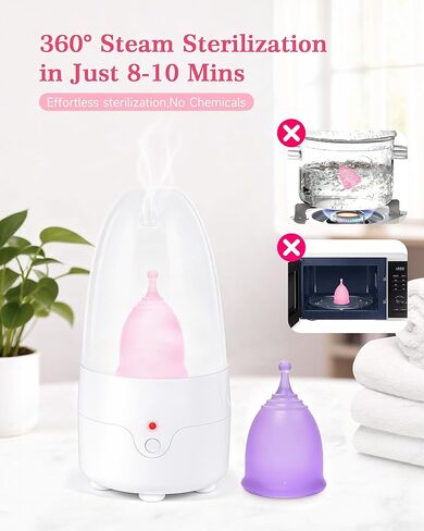 Menstrual Cup Kit with Steam Sterilizer - [S & L Size] Set, Reusable Period Cups, Includes Portable Sanitizer & Drawstring Pouch for Women, Leak-Proof Period Protection in Kuwait