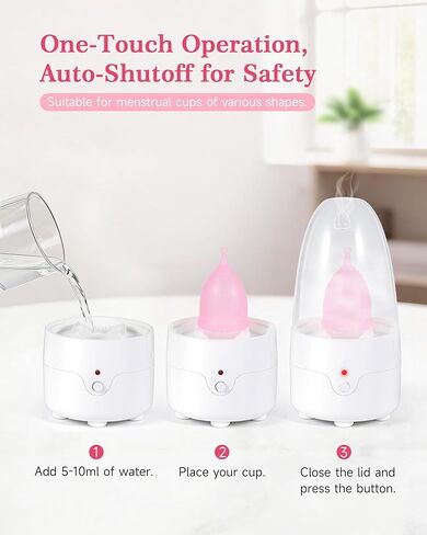 Menstrual Cup Kit with Steam Sterilizer - [S & L Size] Set, Reusable Period Cups, Includes Portable Sanitizer & Drawstring Pouch for Women, Leak-Proof Period Protection in Kuwait