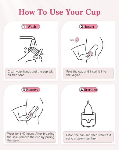 Menstrual Cup Kit with Steam Sterilizer - [S & L Size] Set, Reusable Period Cups, Includes Portable Sanitizer & Drawstring Pouch for Women, Leak-Proof Period Protection in Kuwait
