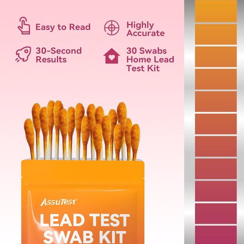 مجموعة اختبار الرصاص للأطباق، 30 قطعة من شرائط مجموعة اختبار طلاء الرصاص، مجموعة مسحات اختبار الرصاص، ألعاب سيراميكية، مجوهرات خشبية معدنية، جميع الأسطح، كشف سريع للرصاص في المنزل in Kuwait