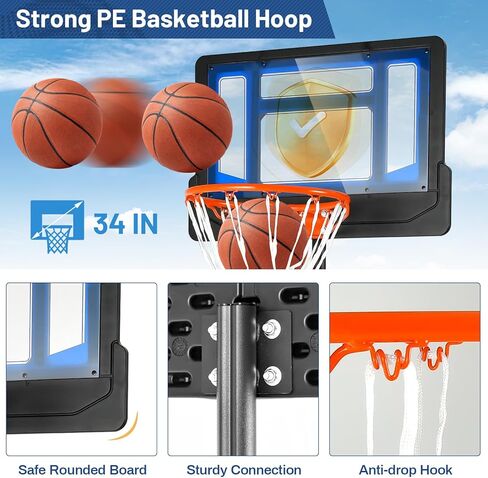 Goplus Portable Basketball Hoop, Basketball Goal w/4.3 FT-8.2 FT Adjustable Height, Ball Storage, Indoor Outdoor Weather-Resistance Basketball Hoop System for Outside Backyard, Driveway in Saudi Arabia