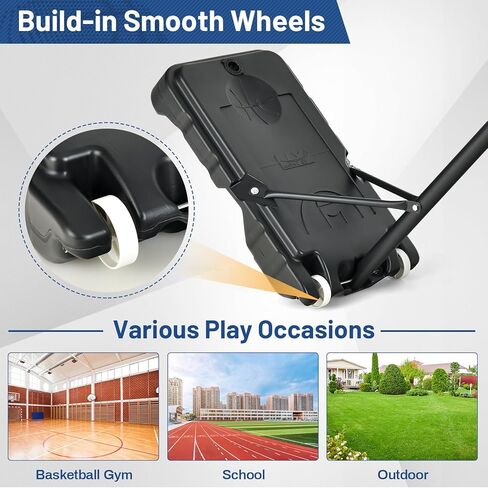 Goplus Portable Basketball Hoop, Basketball Goal w/4.3 FT-8.2 FT Adjustable Height, Ball Storage, Indoor Outdoor Weather-Resistance Basketball Hoop System for Outside Backyard, Driveway in Saudi Arabia