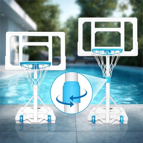 BACKYARD BLITZ Pool Basketball Hoop, 32in Portable Swimming Basketball Hoop for Pool, Stainless Steel Rust-Proof Basketball Goal Set Outdoor/Indoor in Kuwait