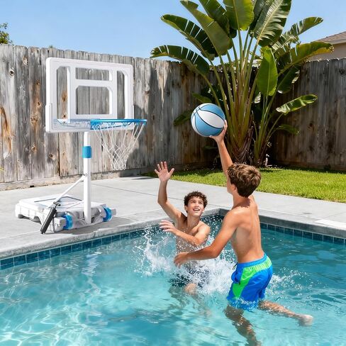 BACKYARD BLITZ Pool Basketball Hoop, 32in Portable Swimming Basketball Hoop for Pool, Stainless Steel Rust-Proof Basketball Goal Set Outdoor/Indoor in Kuwait