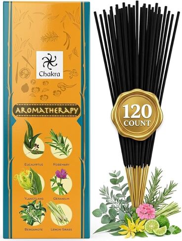 Chakra Aromatherapy Incense Gift Pack – 120 Natural Sticks (6 Boxes) – Relaxing, Stress Relief, Meditation, Refreshing, Sensuality & Energising Scents – Eucalyptus, Geranium & More in Saudi Arabia