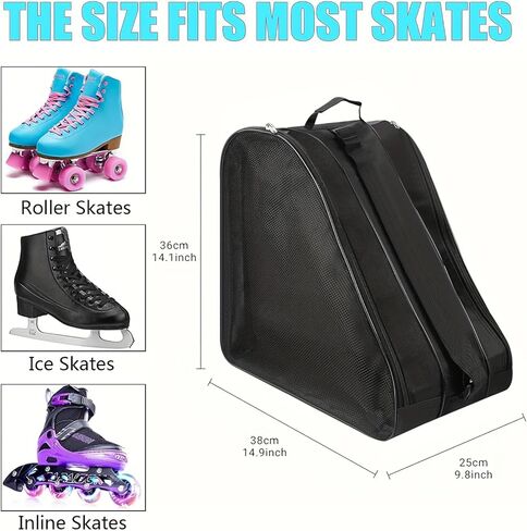 Three-Layer Large Capacity Skate Storage Bag, Thickened Ice Skate Bag, Adjustable Shoulder Strap, Suitable for Ice, Inline Skates and Four-Wheel Skates Storage in Saudi Arabia