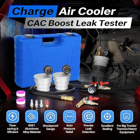 Boost Leak Tester Kit with Smoke Adapter Charge Air Cooler CAC Boost Leak Tester Solid 6061 Aluminum 3" 3.5" 4" Adapters Charge Air Cooler Tester Kit with 5FT Hose,for Tractors, Semi-Trucks Machinery in Kuwait