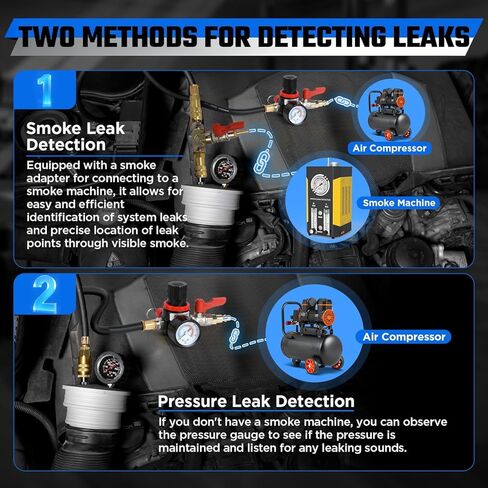 Boost Leak Tester Kit with Smoke Adapter Charge Air Cooler CAC Boost Leak Tester Solid 6061 Aluminum 3" 3.5" 4" Adapters Charge Air Cooler Tester Kit with 5FT Hose,for Tractors, Semi-Trucks Machinery in Kuwait