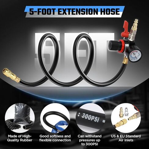 Boost Leak Tester Kit with Smoke Adapter Charge Air Cooler CAC Boost Leak Tester Solid 6061 Aluminum 3" 3.5" 4" Adapters Charge Air Cooler Tester Kit with 5FT Hose,for Tractors, Semi-Trucks Machinery in Kuwait