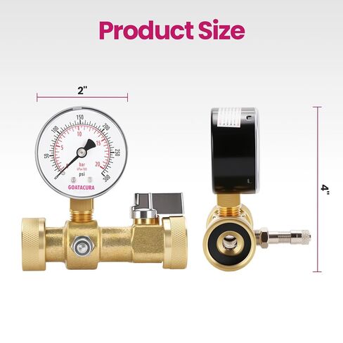 0-300psi Air Over Water Test Kit, 2" Dial Size, 1/4" NPT Lower Mount, with 3/4" Female Hose Tee Connection for Leak Detection and Pressure Testing,3-2-3% Accuracy in Kuwait