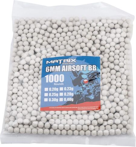 Evike Airsoft - 0.40g Sniper MAX Grade 6mm Airsoft BB by Matrix (Color: White / 1,000 Rounds) in Kuwait