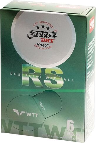 كرة تنس الطاولة RS40 WTT 3 نجوم من DHS Sports - مادة PCR معاد تدويرها، كرة WTT الرسمية، معتمدة من ITTF، استخدام البطولة، كرة مخيطة 40 مم، عبوة من 6 كرات in Saudi Arabia