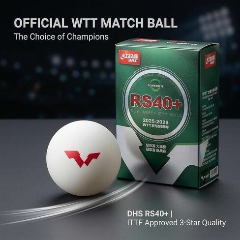 كرة تنس الطاولة RS40 WTT 3 نجوم من DHS Sports - مادة PCR معاد تدويرها، كرة WTT الرسمية، معتمدة من ITTF، استخدام البطولة، كرة مخيطة 40 مم، عبوة من 6 كرات in Saudi Arabia