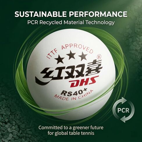 كرة تنس الطاولة RS40 WTT 3 نجوم من DHS Sports - مادة PCR معاد تدويرها، كرة WTT الرسمية، معتمدة من ITTF، استخدام البطولة، كرة مخيطة 40 مم، عبوة من 6 كرات in Saudi Arabia