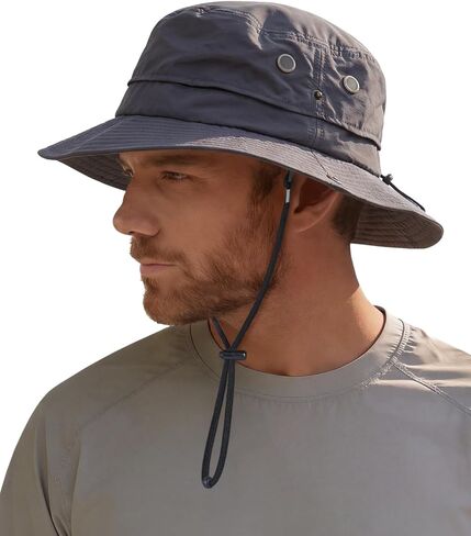 Hat Hut Mens Waterproof Bucket Rain Hat, UPF50+ Sun Hat, Wide Brim, Packable, All-Weather Outdoor Hiking Fishing Hats in Kuwait