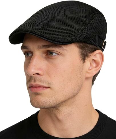 Men's Flat Caps Mesh,2 Pcs Adjustable Breathable Newsboy Beret Ivy Irish Hunting Cabbie Hat for Outdoor Activities in Kuwait