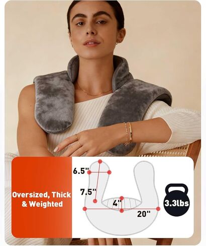 وسادة تسخين قابلة للاستخدام في الميكروويف من كومويل للرقبة والكتفين، حزمة حرارية رطبة مرجحة 3.3 رطل مع غطاء قابل للإزالة وقابل للغسل، لفافة رقبة ساخنة في الميكروويف لتخفيف آلام الظهر in Kuwait