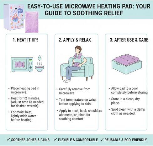 Premium Microwave Heating Pad - Soft Fabric for Muscle Comfort & Relaxation - Reusable Hot Pad for Neck, Back, Shoulder, and Abdomen in Kuwait