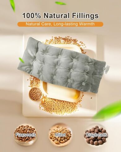 وسادة تدفئة بالميكروويف من كومويل مقاس 6 * 16 بوصة للرقبة والكتف وتشنجات الدورة الشهرية والظهر وسادة تدفئة رطبة محمولة مضغوطة دافئة، رمادي غير معطر in Kuwait