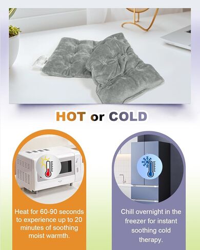 وسادة تدفئة بالميكروويف من كومويل مقاس 6 * 16 بوصة للرقبة والكتف وتشنجات الدورة الشهرية والظهر وسادة تدفئة رطبة محمولة مضغوطة دافئة، رمادي غير معطر in Kuwait