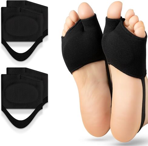 Metatarsal Pads for Women & Men 2 Pairs with Gel Inserts,Ball of Foot Pain Relief for Metatarsalgia,Sesamoiditis & Morton's Neuroma (Black Medium) in Kuwait