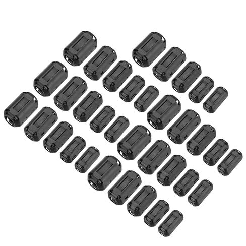 MECCANIXITY 15Pcs 5 Sizes Clip-on Ferrite Ring Core, Ferrite Beads EMI RFI Noise Cable Clip for 3.5mm/5mm/7mm/9mm/13mm Diameter Cable, Black in Kuwait