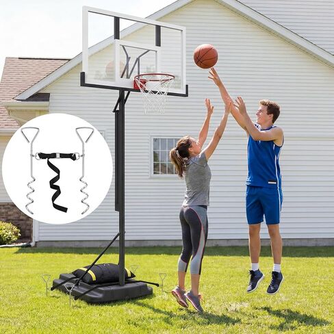 Basketball Goal Anchor, Heavy Duty Basketball Hoop Tie Down Kit, Court Setup Ground Stakes with Adjustable Straps for Mounting Trampoline Swing Tent in Kuwait