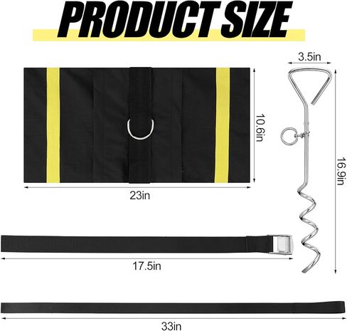 Basketball Goal Anchor, Heavy Duty Basketball Hoop Tie Down Kit, Court Setup Ground Stakes with Adjustable Straps for Mounting Trampoline Swing Tent in Kuwait