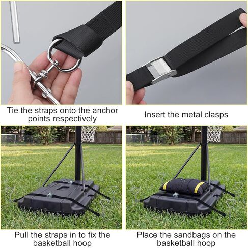 Basketball Goal Anchor, Heavy Duty Basketball Hoop Tie Down Kit, Court Setup Ground Stakes with Adjustable Straps for Mounting Trampoline Swing Tent in Kuwait