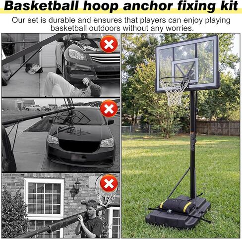 Basketball Goal Anchor, Heavy Duty Basketball Hoop Tie Down Kit, Court Setup Ground Stakes with Adjustable Straps for Mounting Trampoline Swing Tent in Kuwait