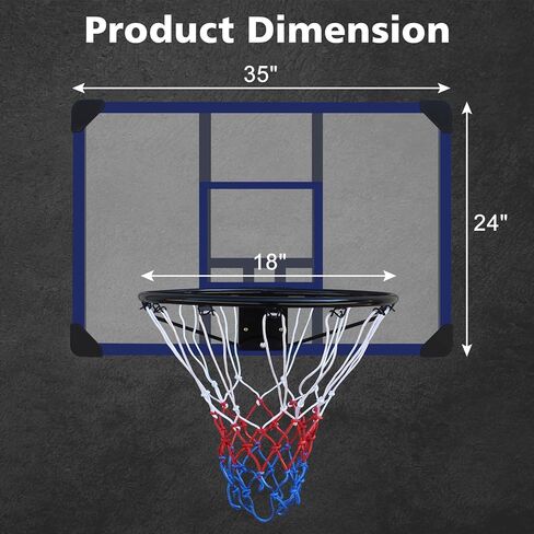 طوق كرة سلة مثبت على الحائط، ظهر مقاوم للكسر مقاس 81.28 سم × 60.96 سم، بولي كلوريد الفينيل، قابل للطي، طوق متين وشبكة مناسبة لجميع الأحوال الجوية للعب في الأماكن المغلقة/الخارجية in Kuwait