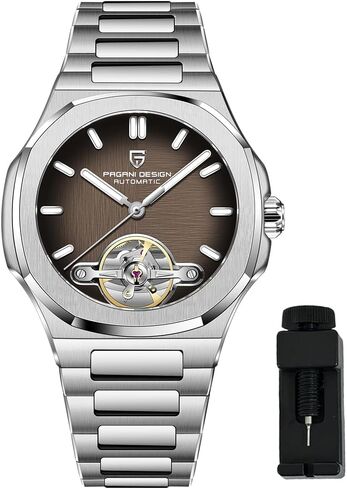 RollsTimi Pagani Design Men's Watch, PD-YS025, Men's Automatic, Skeleton Tourbillon, Business Mechanical Movement, Sporty Sapphire Lens, Stainless Steel Bracelet, 42 mm Case in Kuwait