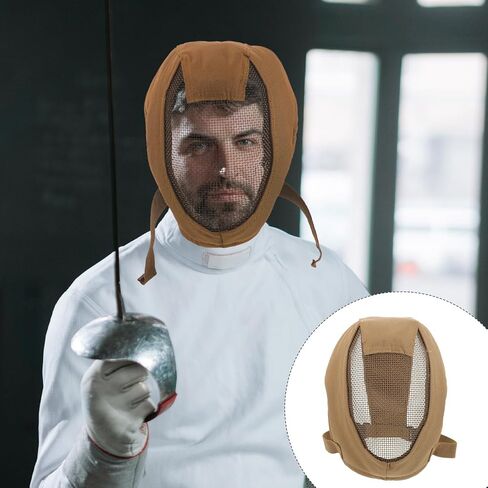 PRETYZOOM Full Face Steel Mesh Outdoor Game Mask with Breathable Protective Guard, Adjustable Mud Color Fencing and Archery Face Cover for Men and Women in Kuwait