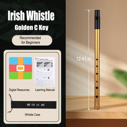 Key of C Whistle Hand Carved Flute Folk Wind Music Instrument Irish longitudinal flute Handmade Musical Instrument,Recommended for Beginners, Includes a Learning Manual-Brown in Saudi Arabia