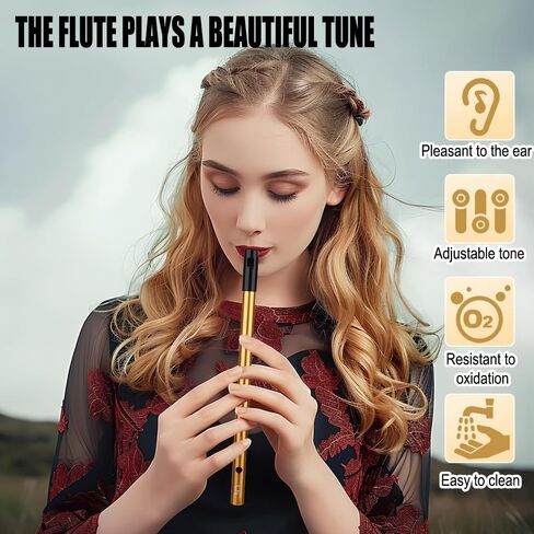 Key of C Whistle Hand Carved Flute Folk Wind Music Instrument Irish longitudinal flute Handmade Musical Instrument,Recommended for Beginners, Includes a Learning Manual-Brown in Saudi Arabia