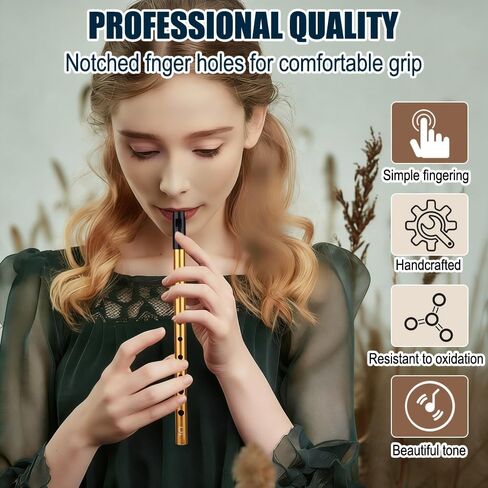 Key of C Whistle Hand Carved Flute Folk Wind Music Instrument Irish longitudinal flute Handmade Musical Instrument,Recommended for Beginners, Includes a Learning Manual-Brown in Saudi Arabia